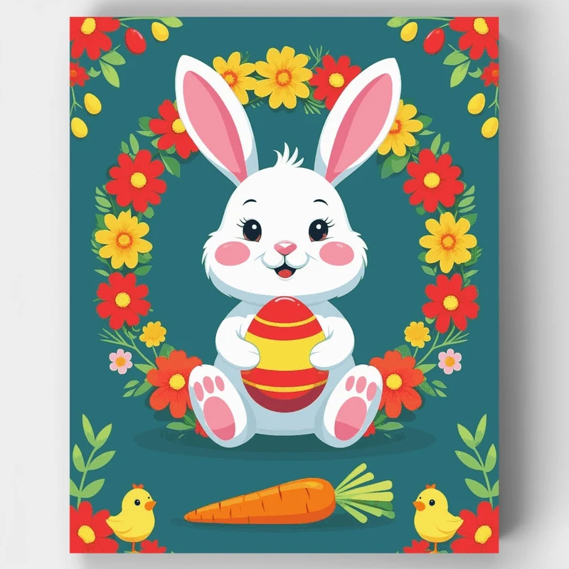 Easter Bunny with Egg - Paint by Numbers Kit