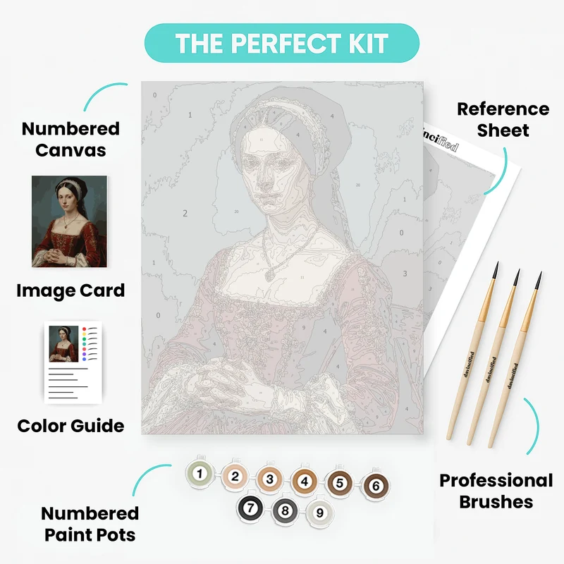 Renaissance Lady in Red Velvet - Paint by Numbers Kit