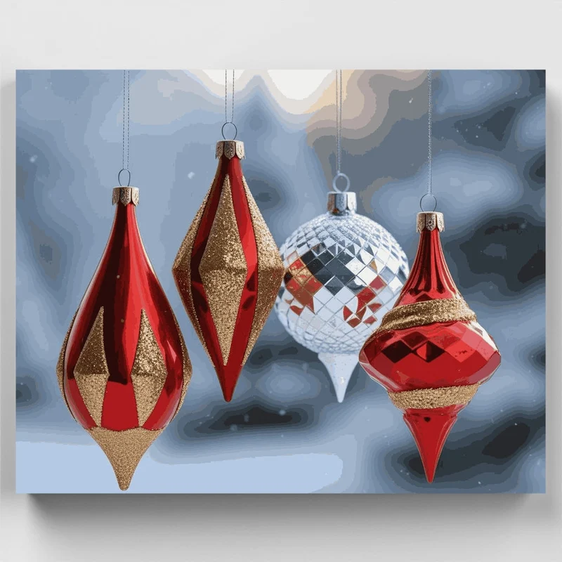 Festive Christmas Ornaments - Paint by Numbers Kit