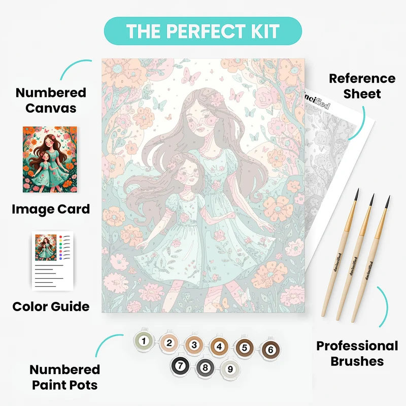 Mother and Daughter Spring Garden - Paint by Numbers Kit
