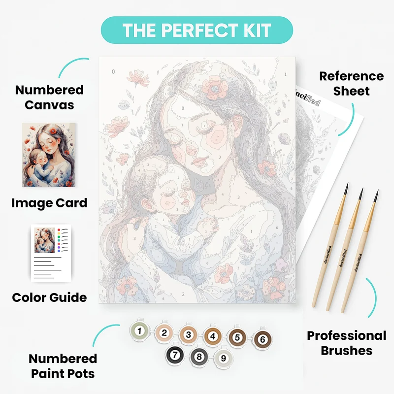 Mother and Child Floral Embrace - Paint by Numbers Kit