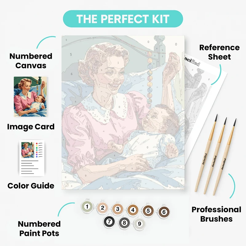 Mother and Baby with Colorful Beads - Paint by Numbers Kit