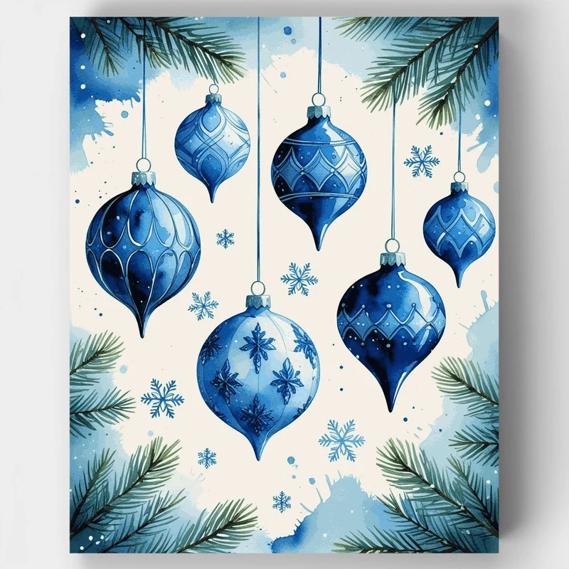 Blue Christmas Ornaments - Paint by Numbers Kit
