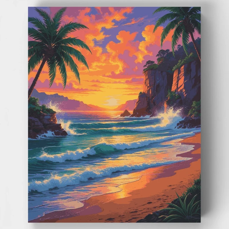Tropical Coastal Paradise - Paint by Numbers Kit