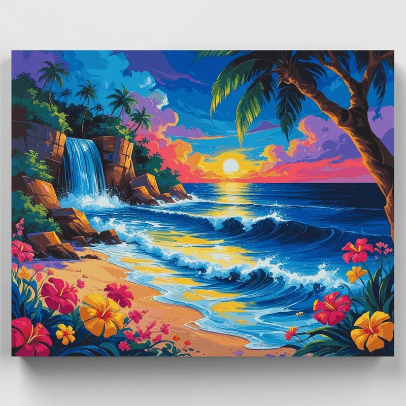 Tropical Waterfall Paradise - Paint by Numbers Kit
