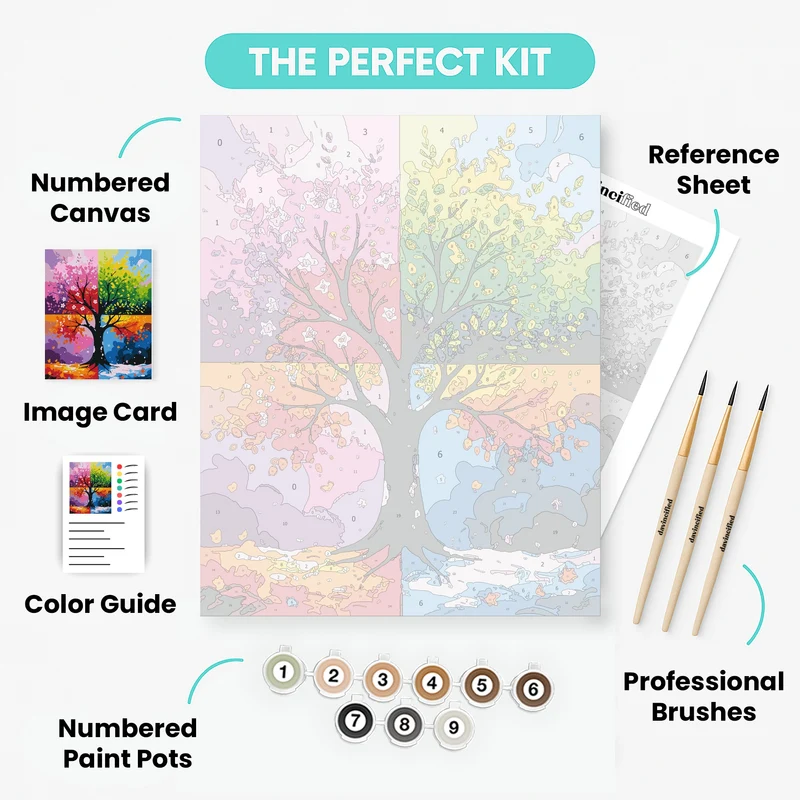 Vibrant Four Seasons Tree - Paint by Numbers Kit