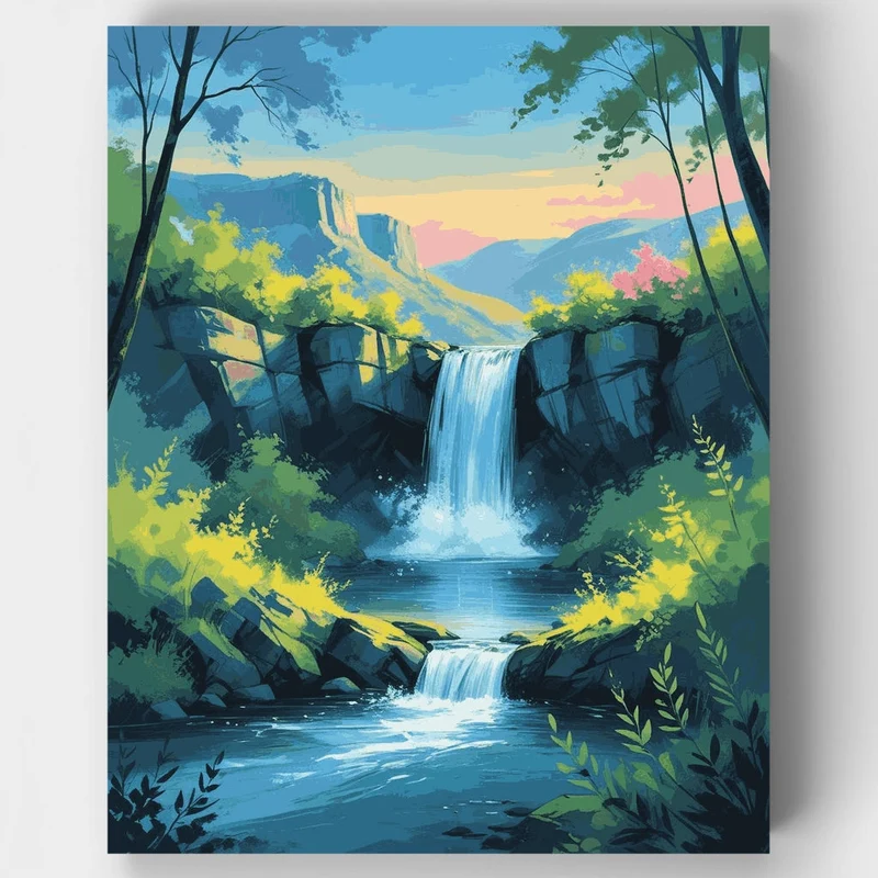 Serene Waterfall Valley - Paint by Numbers Kit