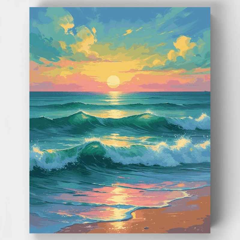 Ocean Sunset Waves - Paint by Numbers Kit
