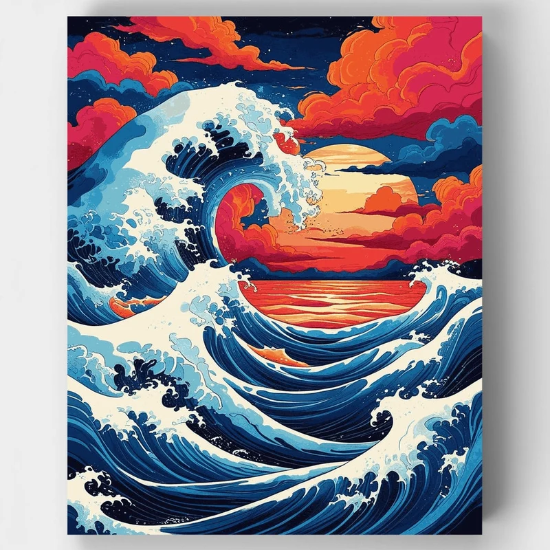 Ocean Waves at Sunset - Paint by Numbers Kit
