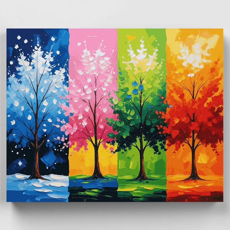 Colorful Seasons Trees - Paint by Numbers Kit