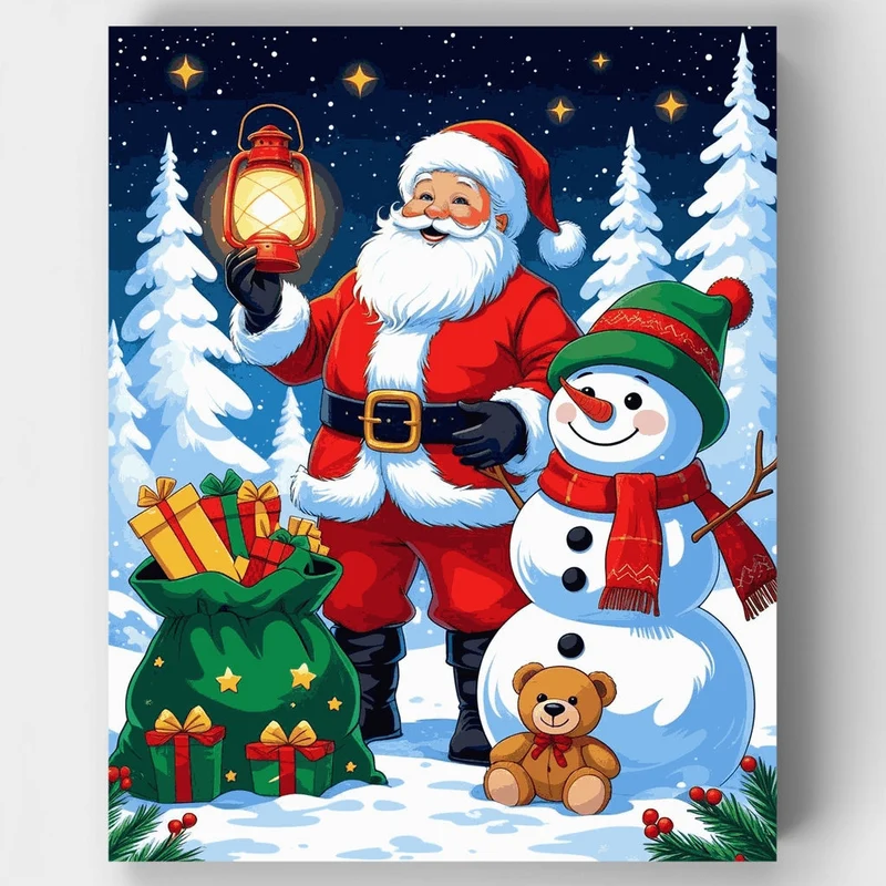 Santa's Snowy Adventure - Paint by Numbers Kit