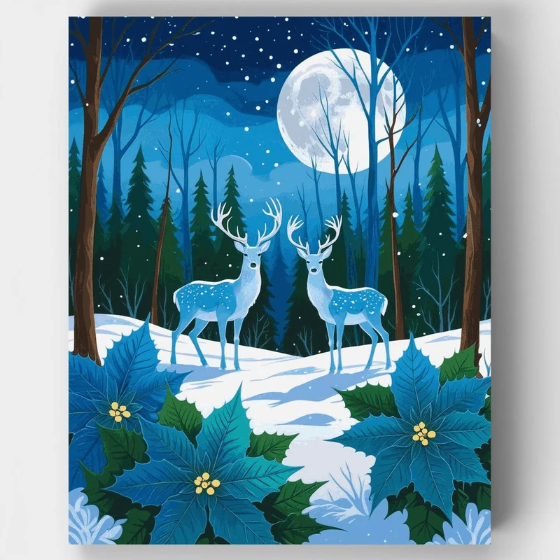 Moonlit Winter Deer - Paint by Numbers Kit