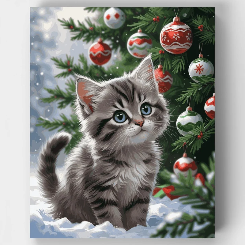 Christmas Kitten - Paint by Numbers Kit