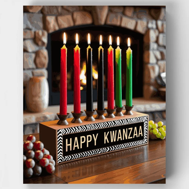 Kwanzaa Kinara Display - Paint by Numbers Kit