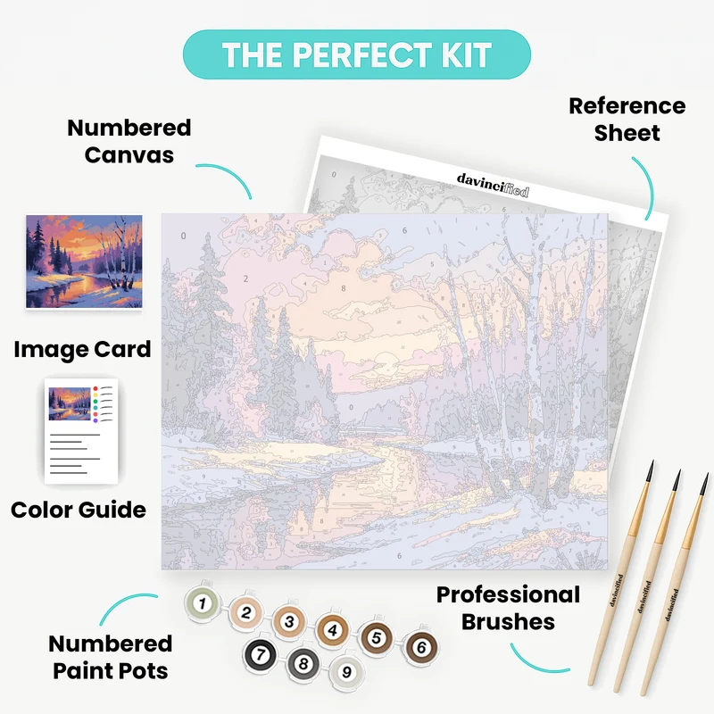 Winter Creek Sunset - Paint by Numbers Kit