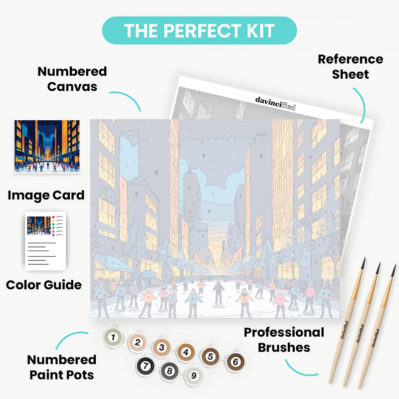 Winter City Ice Skating Rink - Paint by Numbers Kit