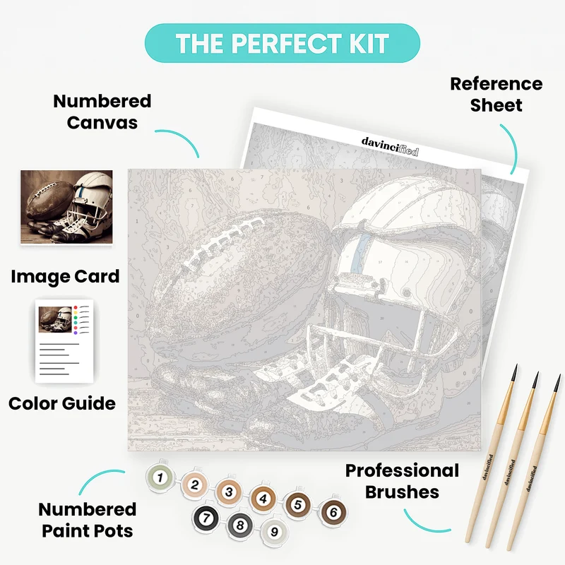 Vintage Football Equipment - Paint by Numbers Kit