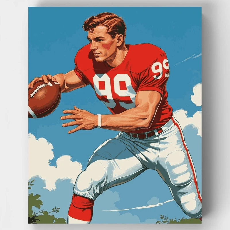 Vintage Football Action - Paint by Numbers Kit