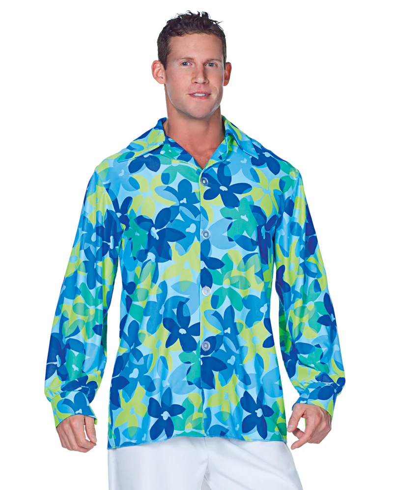 Hippie Herrenhemd blau Plus Size