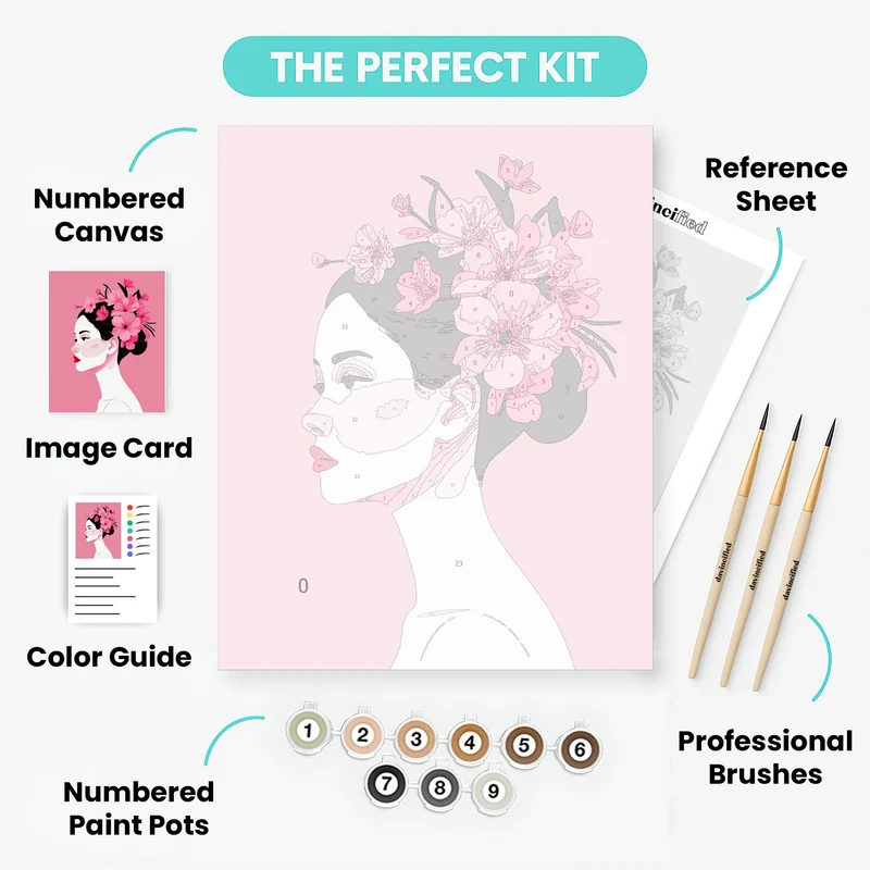 Elegant Floral Portrait - Paint by Numbers Kit