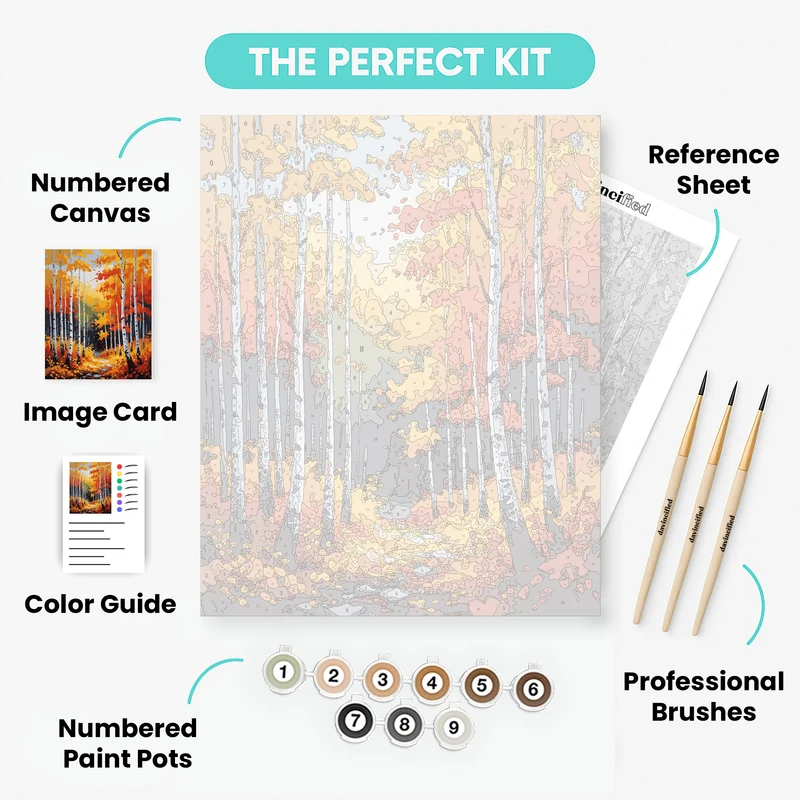 Autumn Birch Forest Trail - Paint by Numbers Kit