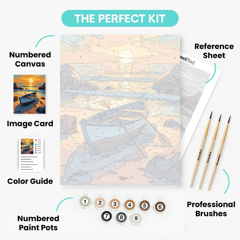 Sunset Fishing Boat - Paint by Numbers Kit