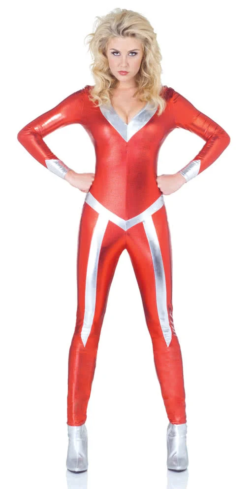 Glitzernder Space Catsuit rot