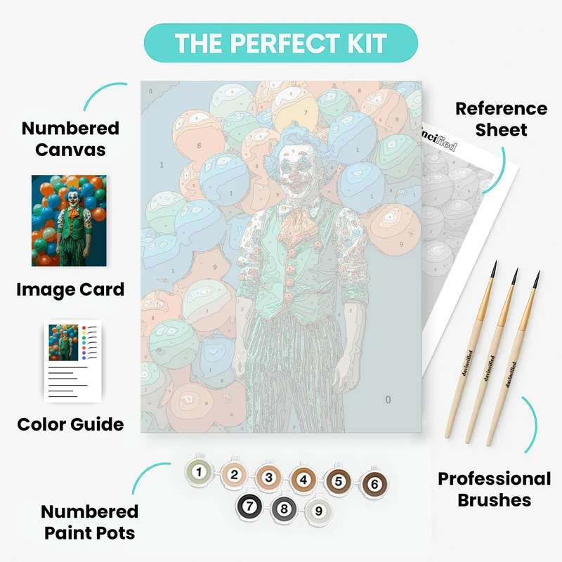 Colorful Clown with Balloons - Paint by Numbers Kit