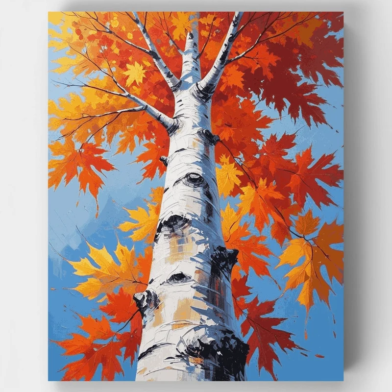 Autumn Maple Birch Tree - Paint by Numbers Kit