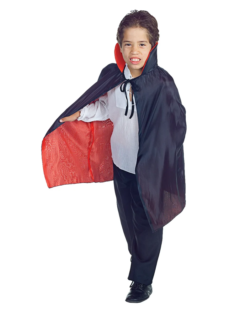 Schwarz-rotes Vampir Cape für Kinder