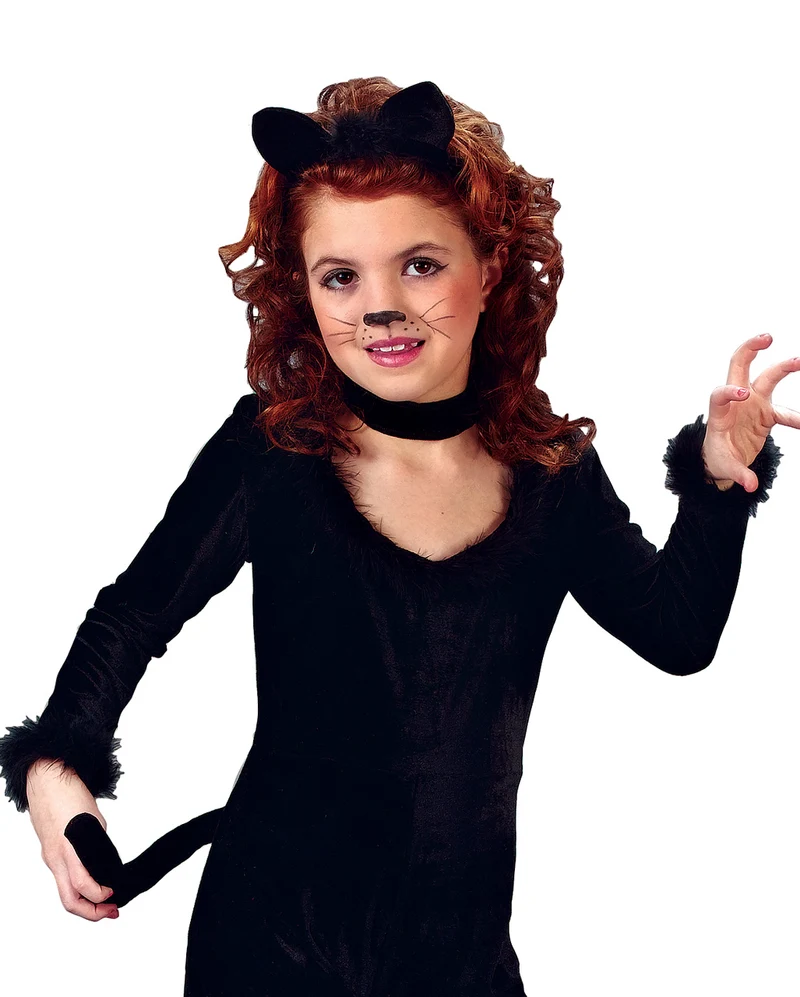 Schwarzes Katzenkostüm für Mädchen