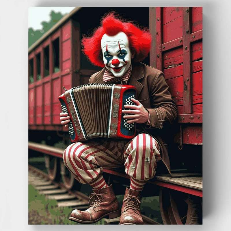 Sinister Accordion Clown - Paint by Numbers Kit