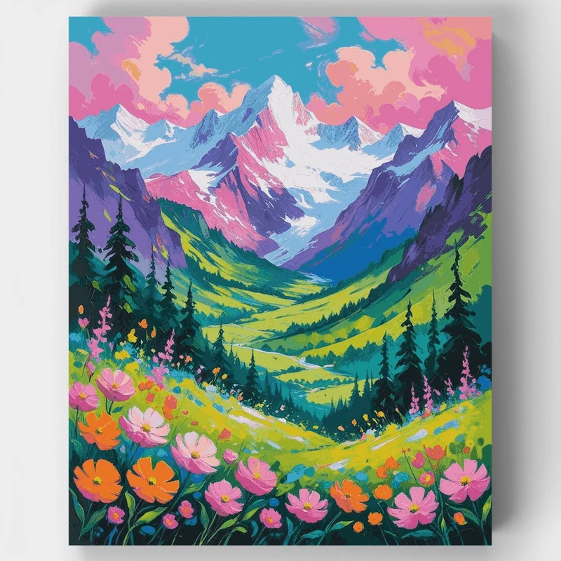 Mountain Valley Wildflowers - Paint by Numbers Kit