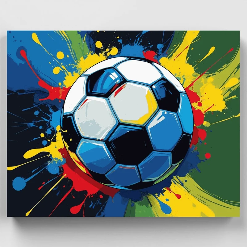 Vibrant Soccer Ball Splash - Paint by Numbers Kit