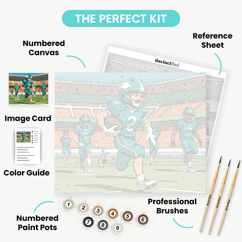 Football Player Running with Ball - Paint by Numbers Kit