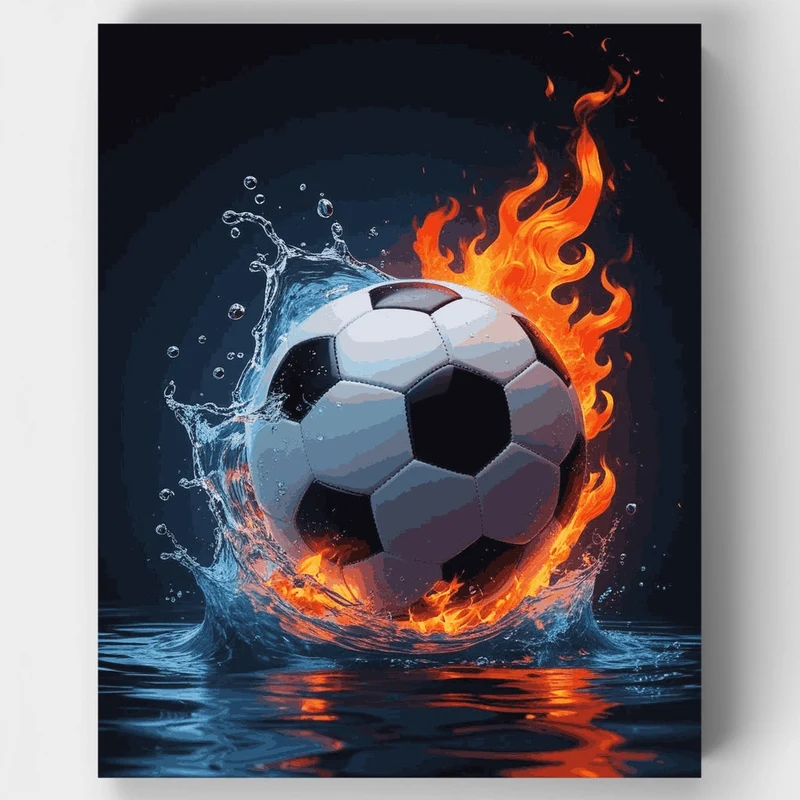 Fire and Water Soccer Ball - Paint by Numbers Kit