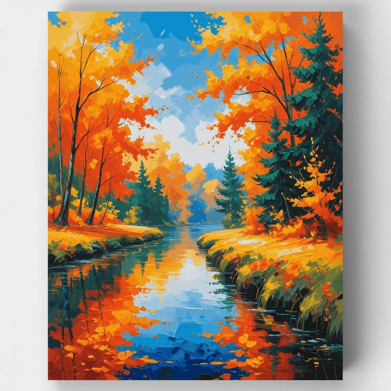 Autumn Stream Reflections - Paint by Numbers Kit