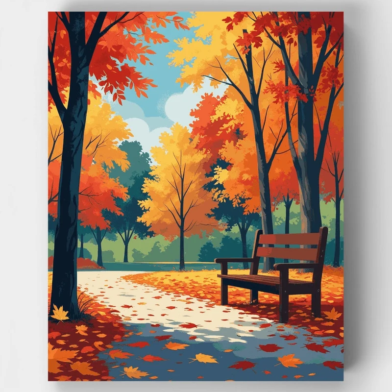 Autumn Park Bench - Paint by Numbers Kit