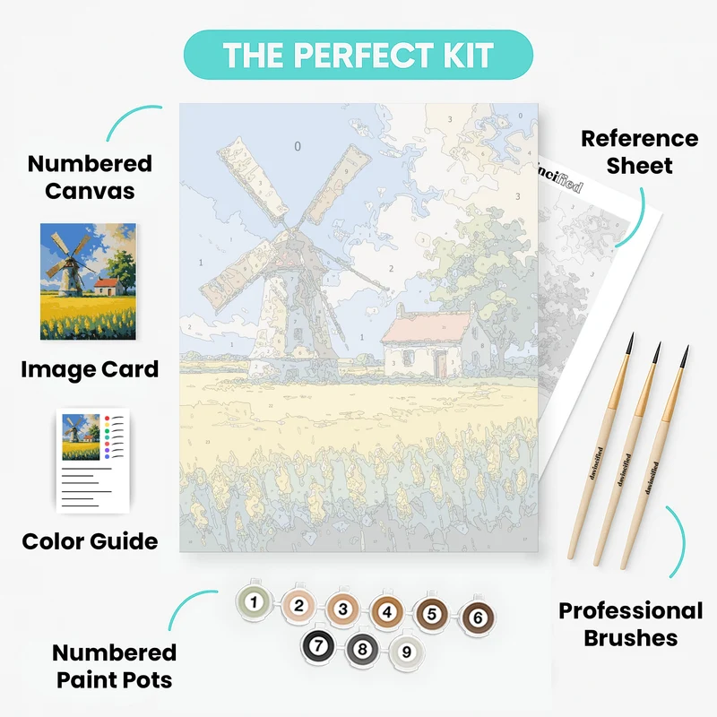 Countryside Windmill - Paint by Numbers Kit