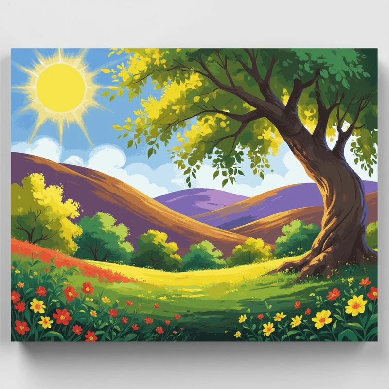Spring Meadow Landscape - Paint by Numbers Kit
