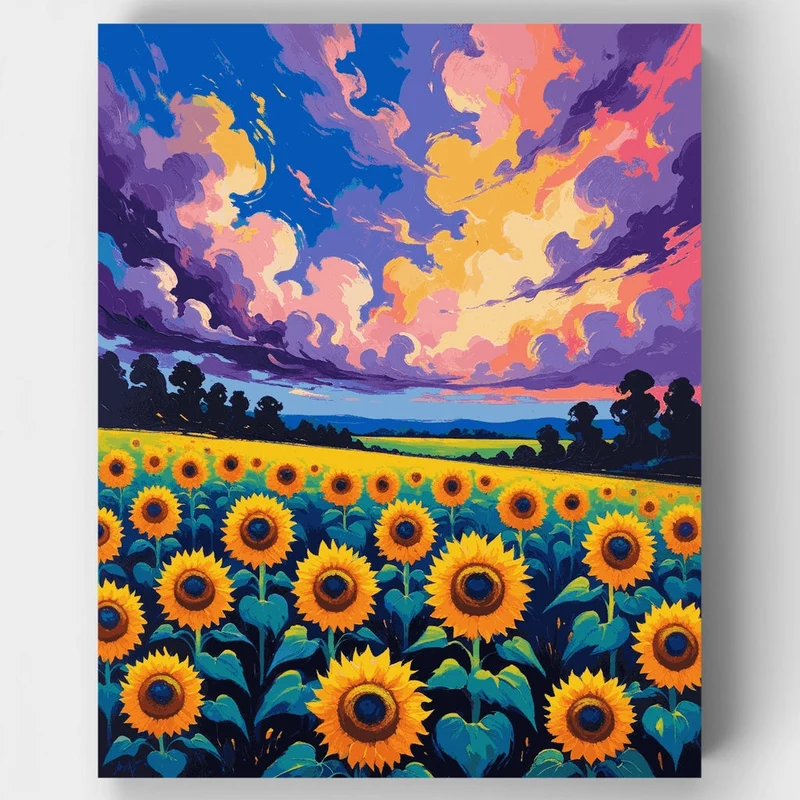 Sunflower Field Sunset - Paint by Numbers Kit