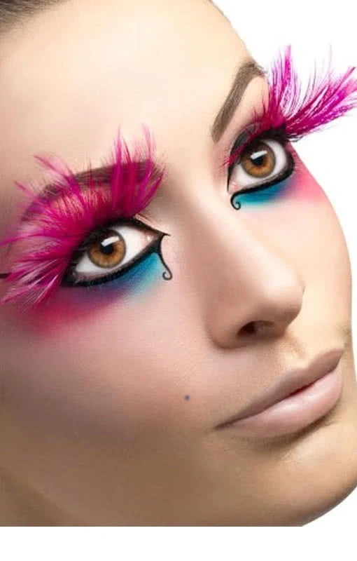 Pinke Feder-Wimpern