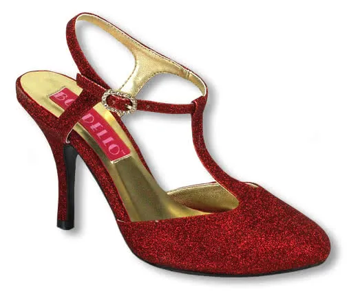 Glitzer Sandaletten rot