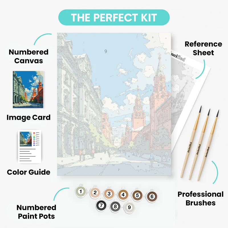 Moscow Kremlin Street View - Paint by Numbers Kit