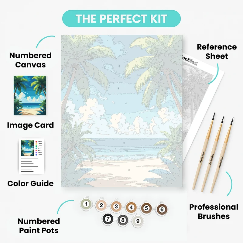 Tropical Paradise Beach - Paint by Numbers Kit