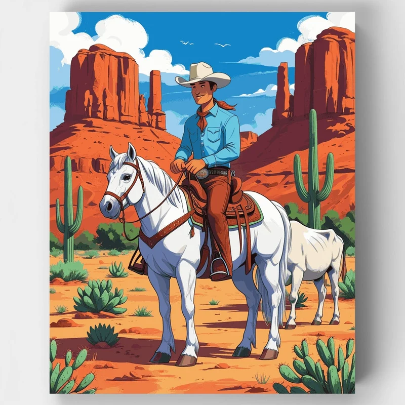 Cowboy in Monument Valley - Paint by Numbers Kit