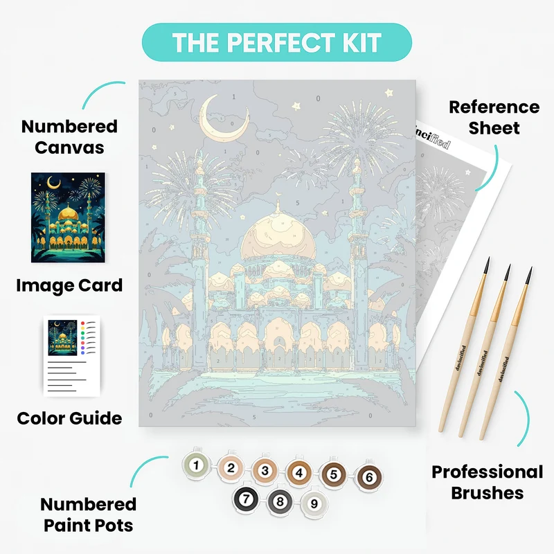 Islamic Mosque at Night - Paint by Numbers Kit