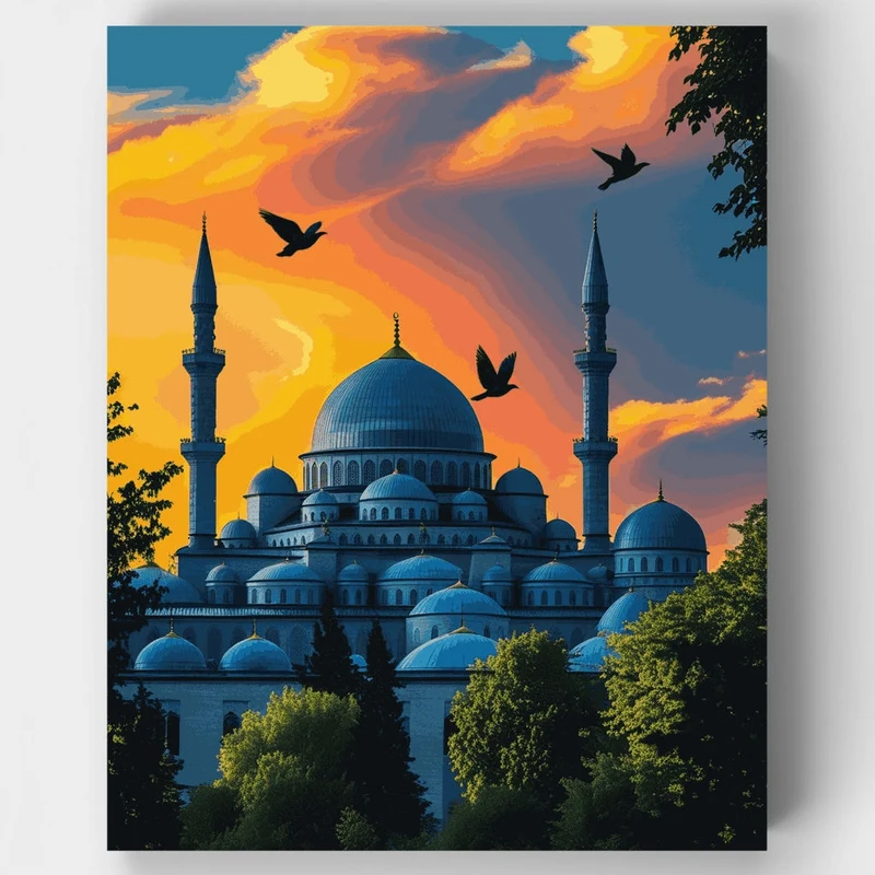 Blue Mosque at Sunset - Paint by Numbers Kit