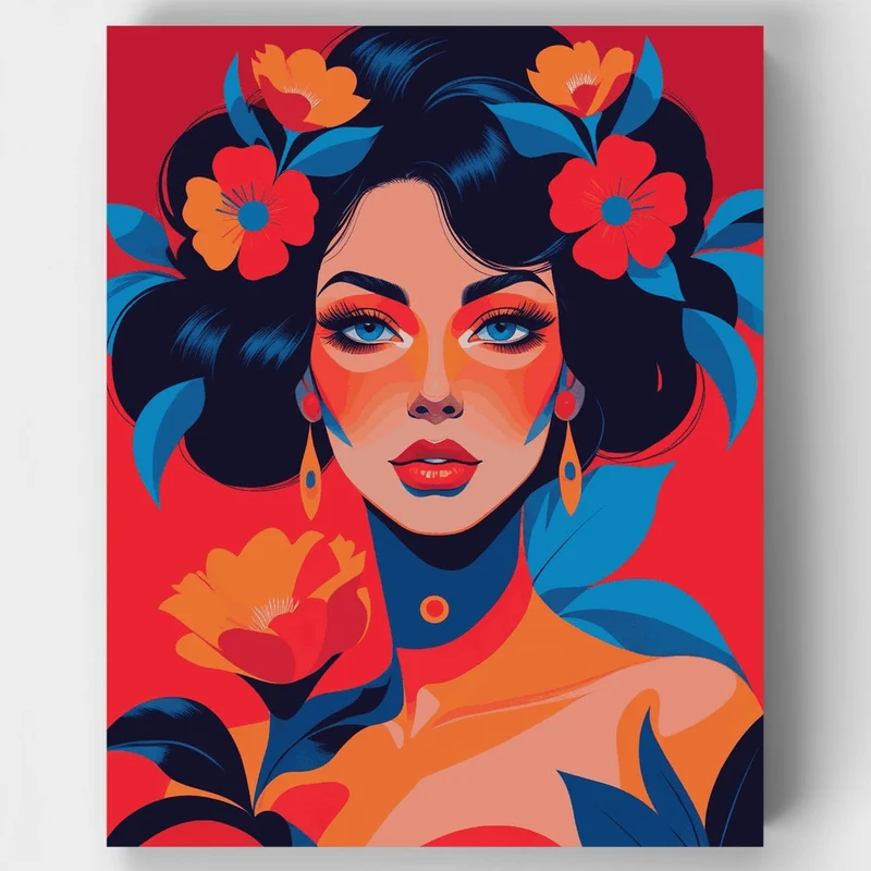 Vibrant Floral Portrait - Paint by Numbers Kit