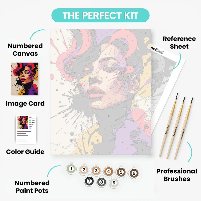 Vibrant Portrait Splash - Paint by Numbers Kit